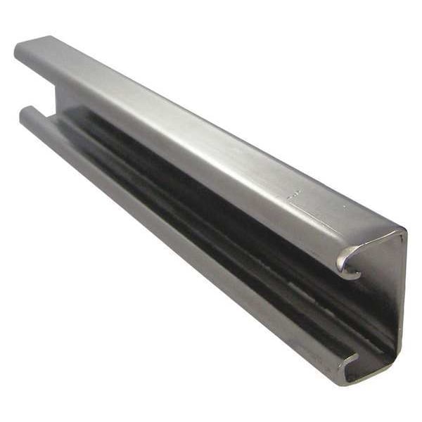 Calbrite Single Channel Strut, Solid, 316 Stainless Steel, Polished, None Hole Size, Silver - S65810SL58