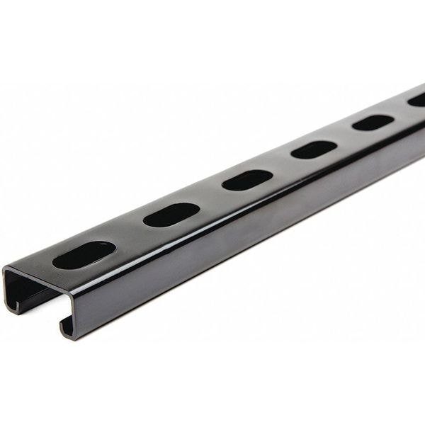 Zoro Select Single Channel Strut, Slotted, Steel, Painted, 9/16 in x 1-1/8 in Hole Size, Black - FS-500SS FBK 36.00