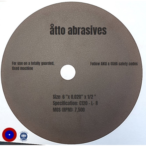 Ruedas de corte no reforzadas con resina para abrasivos Atto de 6"x 0.020"x 1/2" - 3W150-050-PT