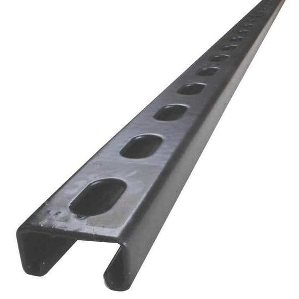 Calbond Single Channel Strut, Slotted, Steel, Galvanized, 9/16 in x 1-1/8 in Hole Size, Black - PV0000B52SH