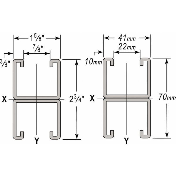 Wesanco PG Strut, Combo, 1-5/8x2-3/4", 10 ft. - W301PG10