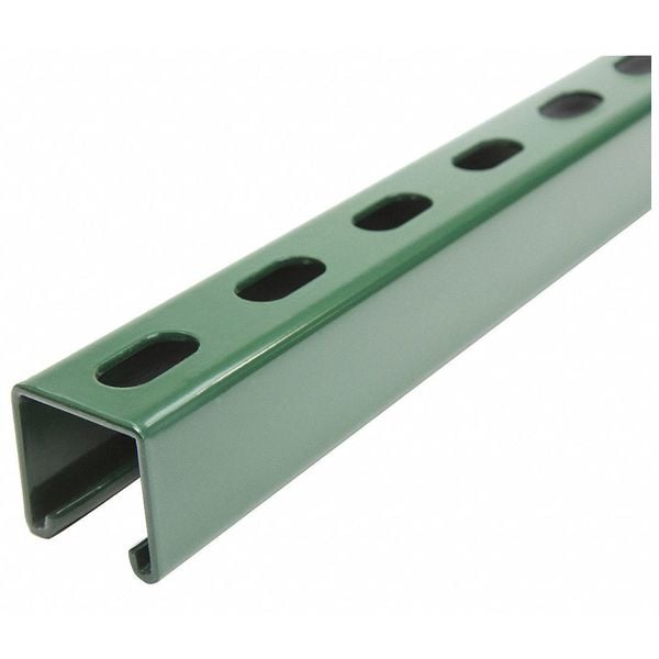 Zoro Select Single Channel Strut, Half Slotted, Steel, Painted, 9/16 in x 1-1/8 in Hole Size, Green - FS-200SS GR 24.00