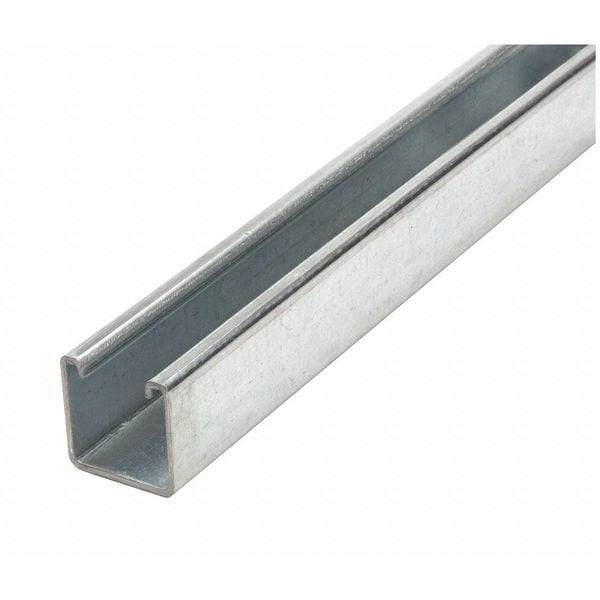 Zoro Select Single Channel Strut, Solid, Steel, Galvanized, None Hole Size, Silver - FS-200 PG 24.00