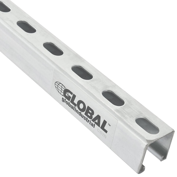 Global Industrial Single Channel Strut, Slotted, Steel, Zinc-Plated, Silver - 713138