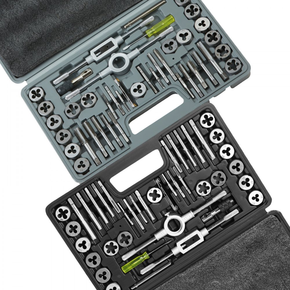 VEVOR Tap and Die Set, 80-Piece Metric and SAE Standard, Bearing Steel Taps and Dies, Essential Threading Tool for Cutting External Internal Threads, with Complete Accessories and Storage Case - SZHMJZSZBYG80PY09V0