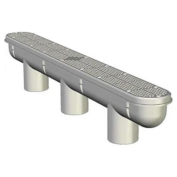 Molded Products Molded Products 25506-321-000 32 in. PVC Channel Main Drain with Sump; Gray - 40 per Box - 25506-321-000