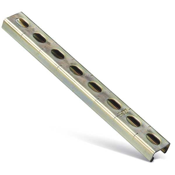 Kindorf Single Channel Strut, Slotted, Steel, Electroplated, 9/16 in x 7/8 in Hole Size, Gold - B 907HS 20
