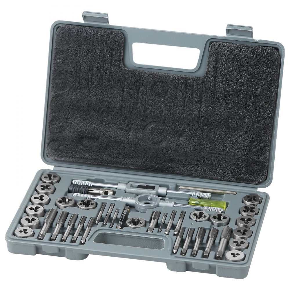 VEVOR Tap and Die Set, 40-Piece Include SAE Size NC/NF/NPT, Bearing Steel Taps and Dies, Essential Threading Tool for Cutting External Internal Threads, with Complete Accessories and Storage Case - SZHMJZSZBYY40PFOOV0