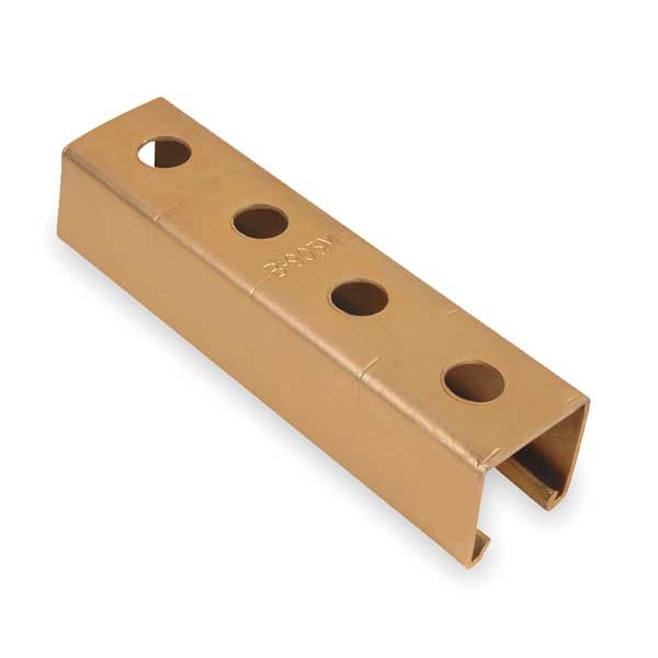 Kindorf Single Channel Strut, Punched, Steel, Electroplated, 9/16 in Hole Size, Gold - B 905 M 10