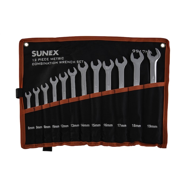 Sunex 12 Pc. Juego de Llaves Combinadas de Pulido Completo en V-Groove Métricas - 9917MA