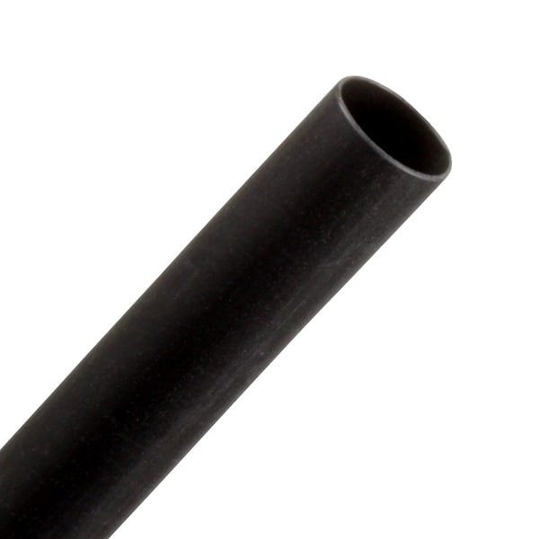 3M Heat Shrink Tube, Thin Wall, 2:1 I.D. Shrink Ratio, 0.25 in I.D. Before Shrinking, Black, 100 ft - FP-301-1/4-BLACK-100'