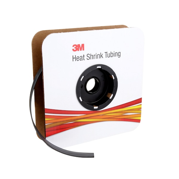 3M Heat Shrink Tube, Thin Wall, 2:1 I.D. Shrink Ratio, 0.75 in I.D. Before Shrinking, Black, 50 ft - FP301-3/4-50'-BLACK-SPOOL