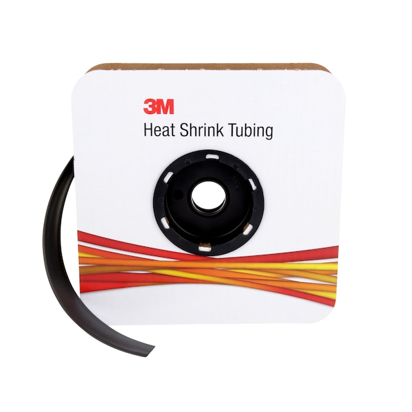 3M Heat Shrink Tube, Thin Wall, 2:1 I.D. Shrink Ratio, 0.75 in I.D. Before Shrinking, Black, 50 ft - FP301-3/4-50'-BLACK-SPOOL