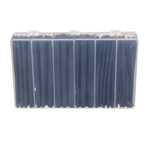 3M Heat Shrink Tube Kit, Thin Wall, 2:1 I.D. Shrink Ratio, Black, 6 in - FP301-3/16 TO 1-BLACK-5-102 PC KITS