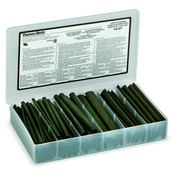 Shrink-Kon Heat Shrink Tube, Thin Wall, 2:1 I.D. Shrink Ratio, 0.19 in I.D. Before Shrinking, Black, 6 in - CPO18706