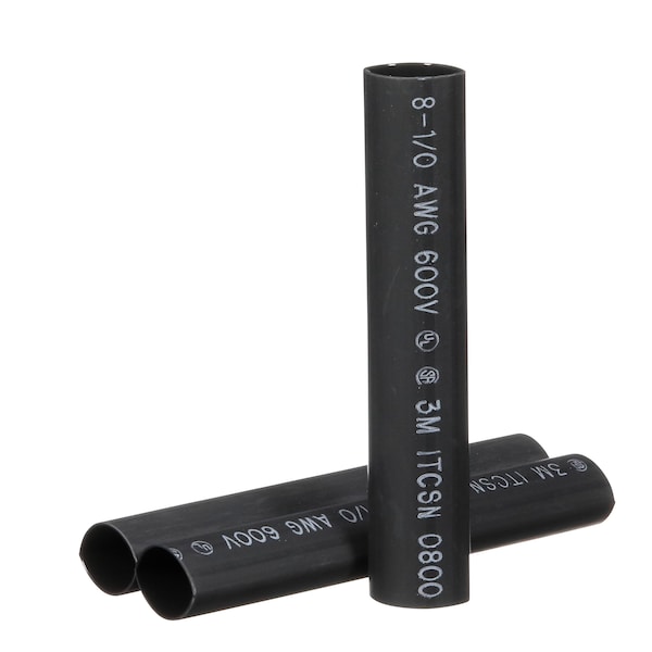 3M Adhesive Lined Heat Shrink Tube, Heavy Wall, 3:1 I.D. Shrink Ratio, 0.8 in I.D. Before Shrinking - ITCSN-0800-6"-BLACK-12-3 PC PKS