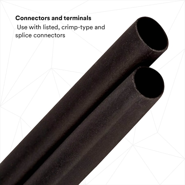 3M Adhesive Lined Heat Shrink Tube, Heavy Wall, 3:1 I.D. Shrink Ratio, 0.8 in I.D. Before Shrinking - ITCSN-0800-6"-BLACK-12-3 PC PKS