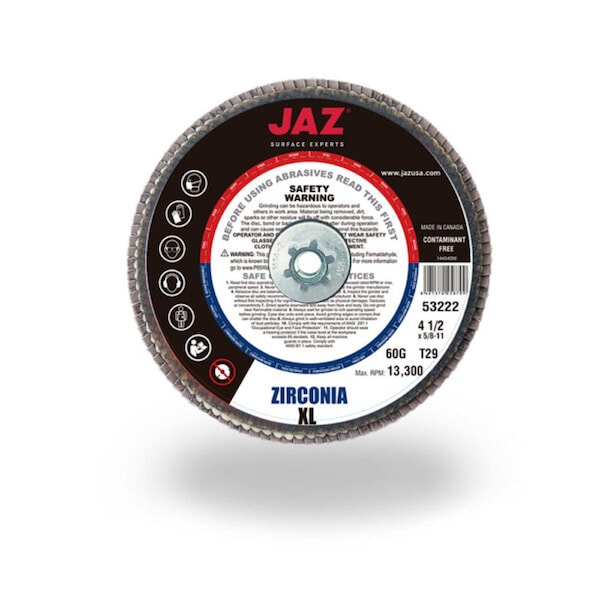 Jaz 51212 - Disco de láminas tipo 27 de 4-1/2 pulgadas x 5/8 pulgadas-11 rosca, 40 granos de zirconia - 51212-JAZ