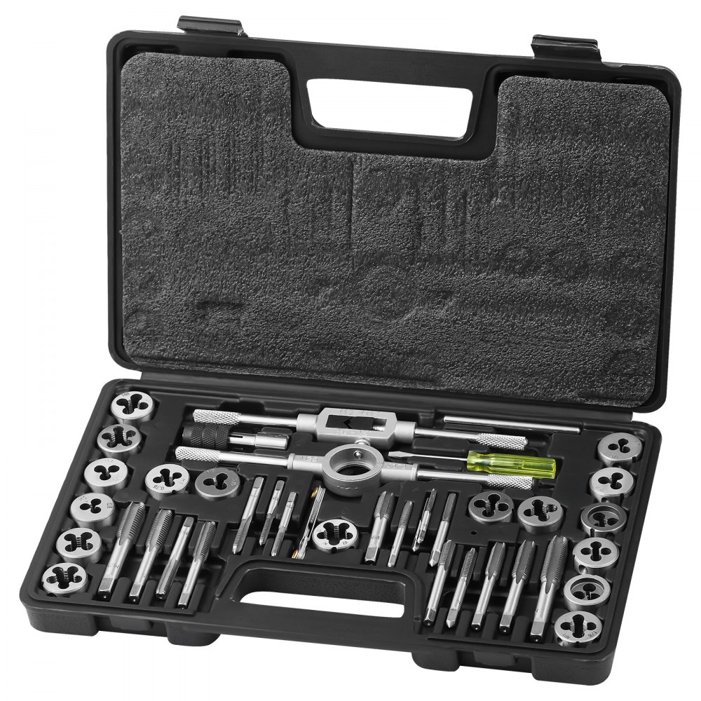 VEVOR Tap and Die Set, 40-Piece Include Metric Size M3 to M12, Bearing Steel Taps and Dies, Essential Threading Tool for Cutting External Internal Threads, with Complete Accessories and Storage Case - SZHMJZSZBYG409WTAV0