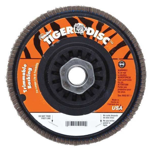Weiler 4-1/2" Disco de Aletas Cónico para Acabado (TY29) de 60 granos, 5/8"-11 UNC Tuerca -50007V