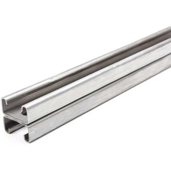 Zoro Select Back to Back Strut, Half Slotted, 304 Stainless Steel, Polished, 9/16 in x 1-1/8 in Hole Size - FS-501SS ST4 36.00