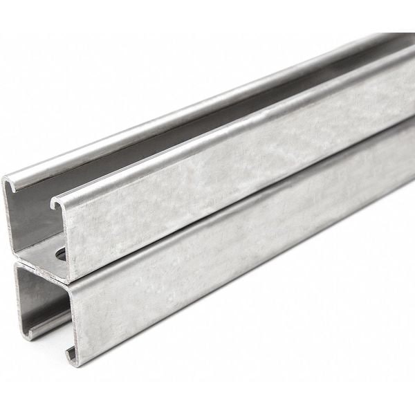 Zoro Select Back to Back Strut, Slotted, 304 Stainless Steel, Polished, 9/16 in x 1-1/8 in Hole Size, Silver - FS-201SS ST4 120.00
