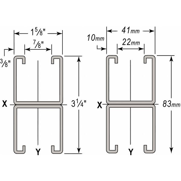 Wesanco HG Strut, Combo, 1-5/8x3-1/4", 20 ft. - W211HG20