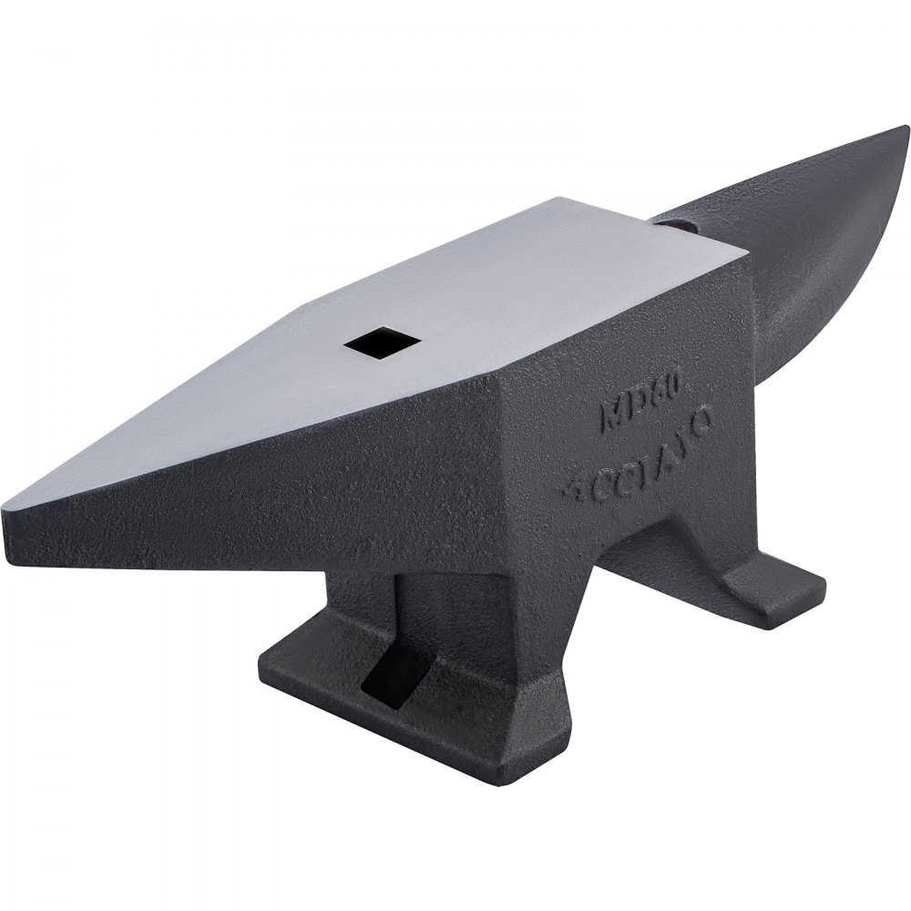 VEVOR Cast Iron Anvil, 132 Lbs(60kg) Single Horn Anvil with Large Countertop and Stable Base, High Hardness Rugged Round Horn Anvil Blacksmith, for Bending, Shaping - GZHSBDD132LBS2ADFV0