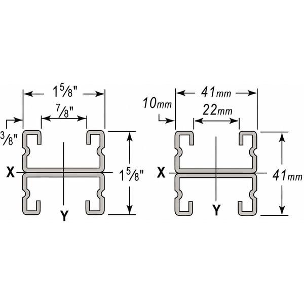 Wesanco Single Channel Strut, 1-5/8 in x 1-5/8 in Channel Size, Green - W401GR10
