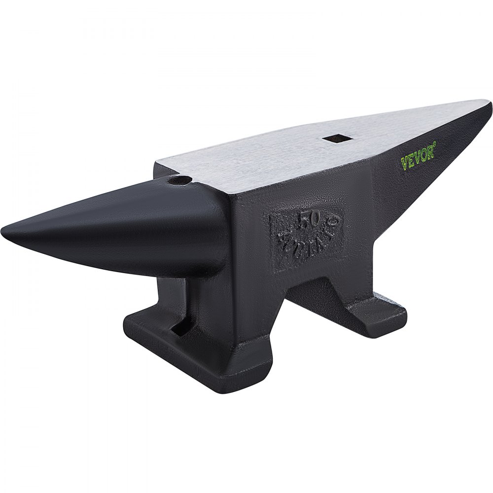 VEVOR Cast Iron Anvil, 110 Lbs(50kg) Single Horn Anvil with Large Countertop and Stable Base, High Hardness Rugged Round Horn Anvil Blacksmith, for Bending, Shaping - GZHSBDD110LBSL3X3V0