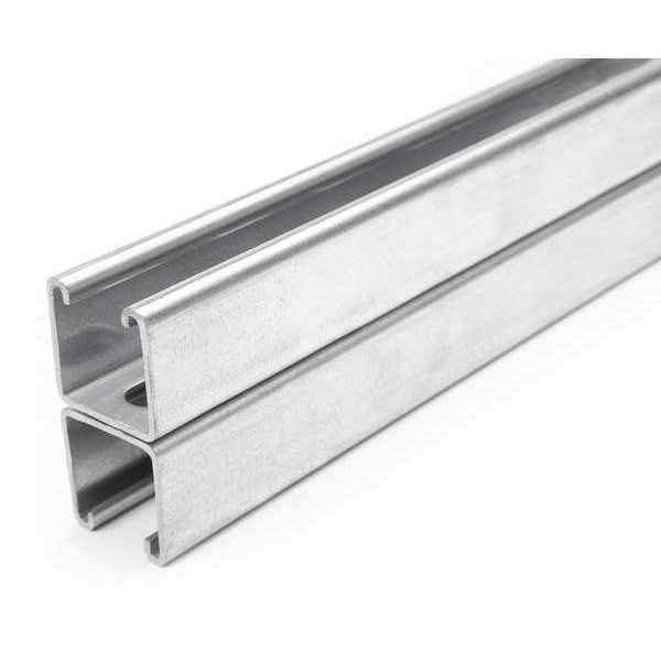 Zoro Select Back to Back Strut, Half Slotted, Steel, Galvanized, 9/16 in x 1-1/8 in Hole Size, Silver - FS-201SS PG 60.00