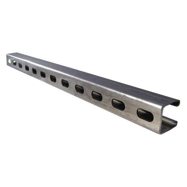 Calbrite Single Channel Strut, Slotted, 316 Stainless Steel, Polished, 9/16 in x 1-1/8 in Hole Size, Silver - S65810ST78