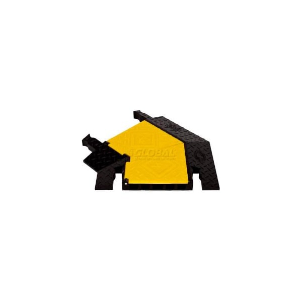 Justrite Cable Protector Left Turn, 1-7/8 in H, 24 in L, 19-3/4 in W, 5 Channel, Polyurethane, Black, Yellow - YJ5TL-125-Y/B