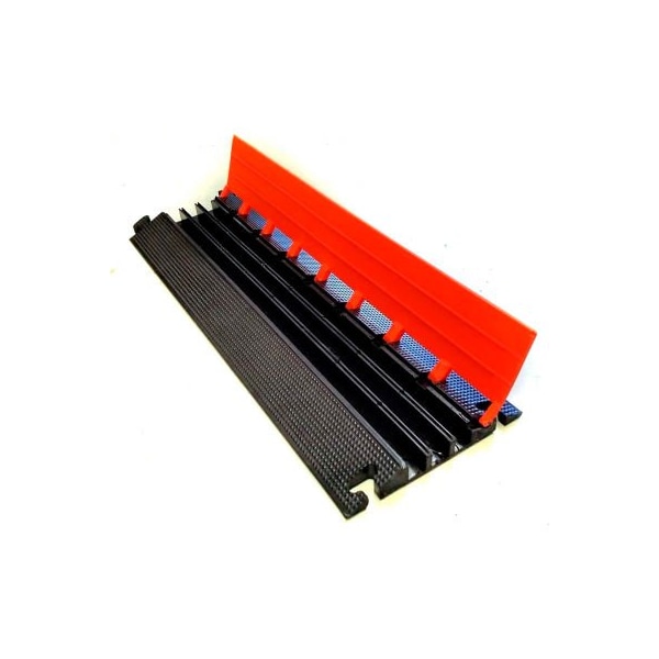 Elasco Products Cable Protector, 1-3/4 in H, 36 in L, 13 in W, 3 Channel, Polyurethane, Black, Orange with Stripes - LG3125