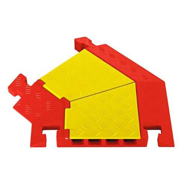 Linebacker Cable Protector, 2-1/8 in H, 1-15/16 ft L, 22 in W, 4 Channel, Polyurethane, Orange, Yellow - CPT4X125-L-Y/O
