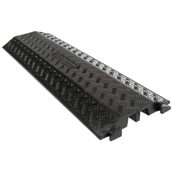 Guardian Industrial Products Cable Protector, 1-7/8 in H, 39-5/8 in L, 12 in W, 2 Channel, Rubber, Black - DH-CR-5