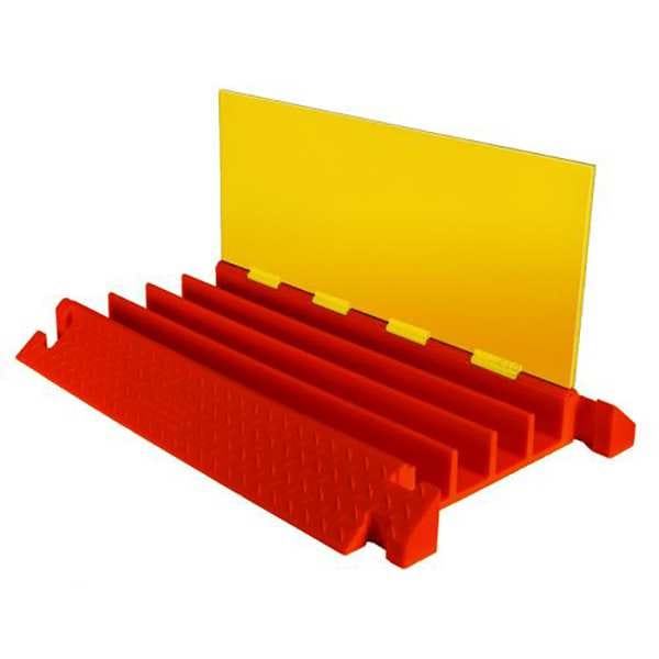 Linebacker Cable Protector, 5-3/4 in H, 3-5/16 ft L, 2-3/4 in W, 4 Channel, Polyurethane, Orange, Yellow - CP4X300-Y/O