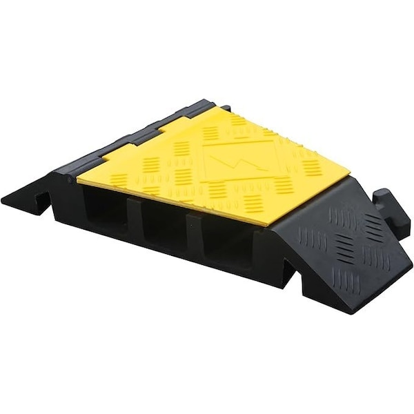 Kable Kontrol Cable Protector 22.5 Deg Right Turn, 3 Channel, Polyurethane/Rubber, Black, Yellow - CP9895
