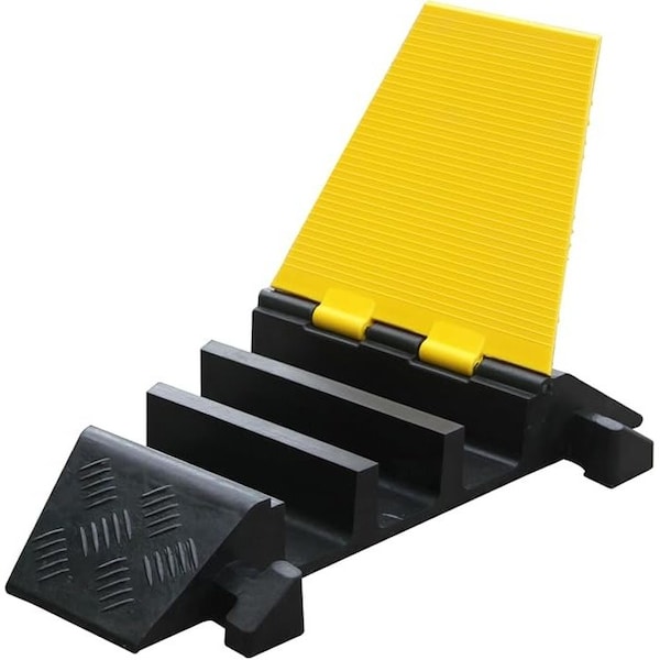 Kable Kontrol Cable Protector 22.5 Deg Right Turn, 3 Channel, Polyurethane/Rubber, Black, Yellow - CP9895