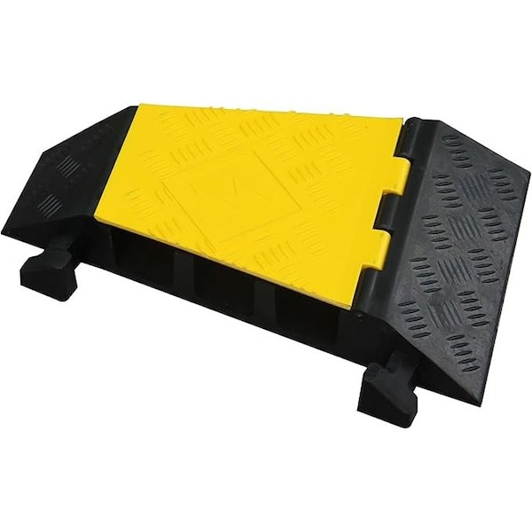 Kable Kontrol Cable Protector 22.5 Deg Right Turn, 3 Channel, Polyurethane/Rubber, Black, Yellow - CP9895