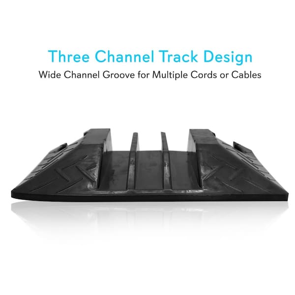 Pyle Cable Protector End Cap, 1.77 in H, 7.48 in L, 13-1/2 in W, 3 Channel, Thermoplastic Rubber - PCBLEN105ENDCP01