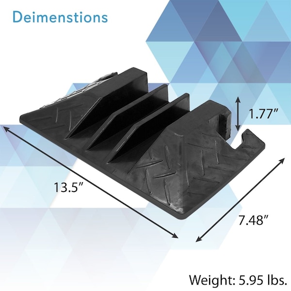 Pyle Cable Protector End Cap, 1.77 in H, 7.48 in L, 13-1/2 in W, 3 Channel, Thermoplastic Rubber - PCBLEN105ENDCP01
