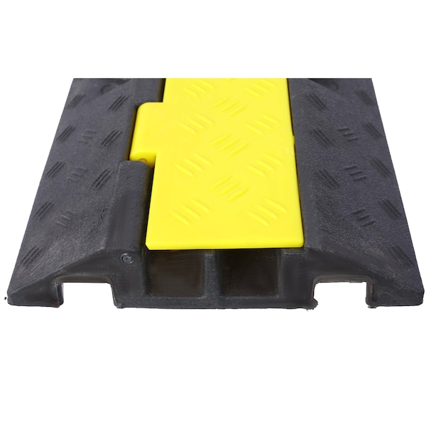 Edendirect 2-Channel Cable Protector Ramp, 11,000 lbs Load Capacity, Rubber Speed Bump for Driveways 3-Pack - ED-W465121321