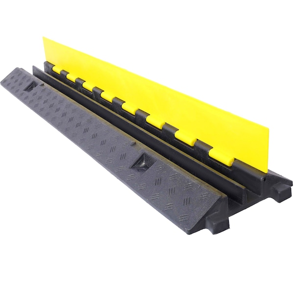 Edendirect 2-Channel Cable Protector Ramp, 11,000 lbs Load Capacity, Rubber Speed Bump for Driveways 3-Pack - ED-W465121321