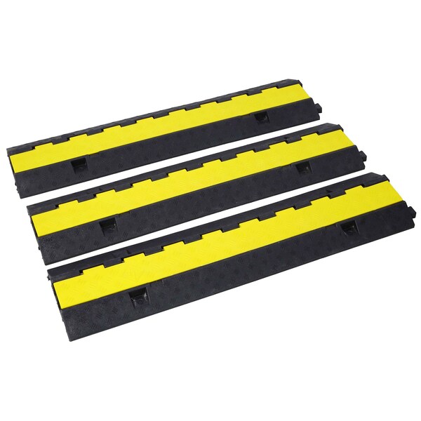 Edendirect 2-Channel Cable Protector Ramp, 11,000 lbs Load Capacity, Rubber Speed Bump for Driveways 3-Pack - ED-W465121321