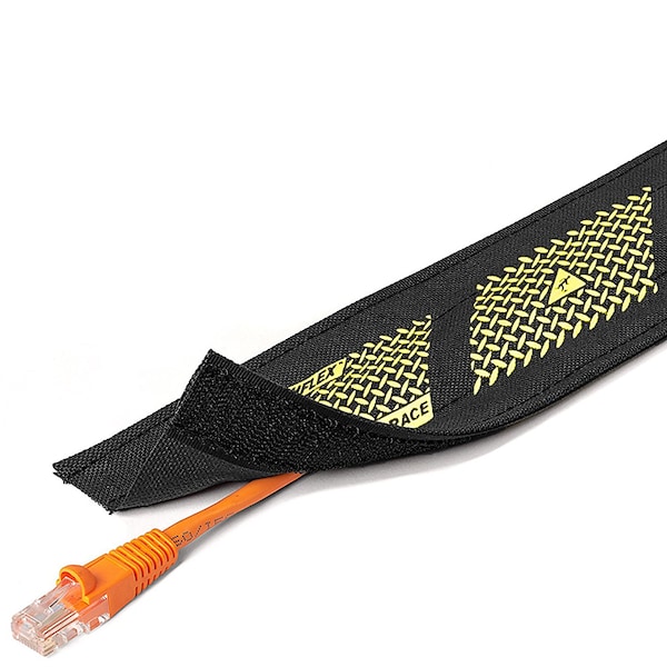 Electriduct Carpet Cable Cover, 6 ft L, 5 in W, 1 Channel, Nylon, Safety Stripe - DRN5.00-6-SS