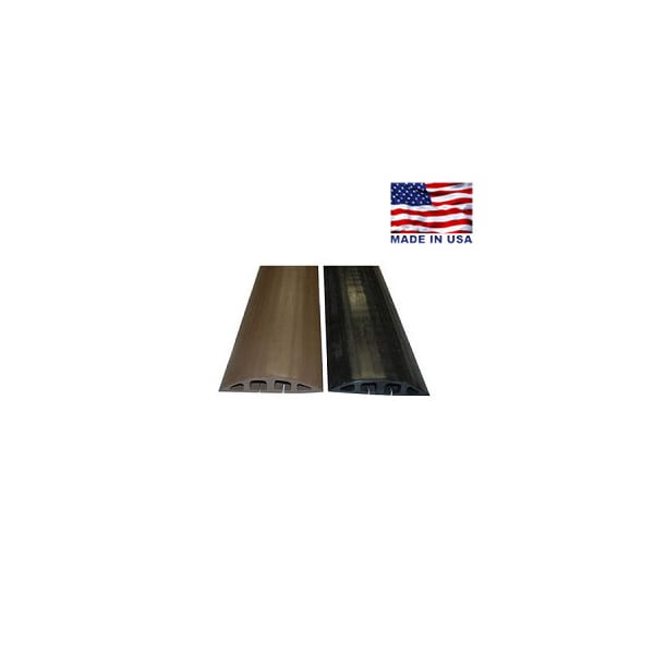 Electriduct Cable Protector, 1-1/8 in H, 10 ft L, 5-1/2 in W, 4 Channel, Rubber, Brown - D-200-10-BN