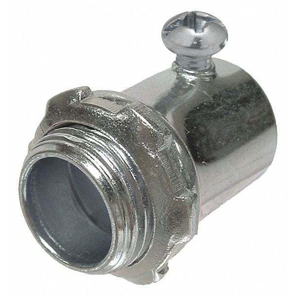 Raco EMT Grounding Connector, 1/2 in, Set Screw, Steel, Zinc Plated, Gray - 2002