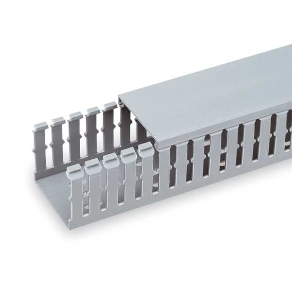 Panduit Wiring Duct Cover, Flush, PVC, 72 in L, 1-3/4 in W, Gray, Use With 1-1/2 in Wiring Duct - C1.5LG6-F