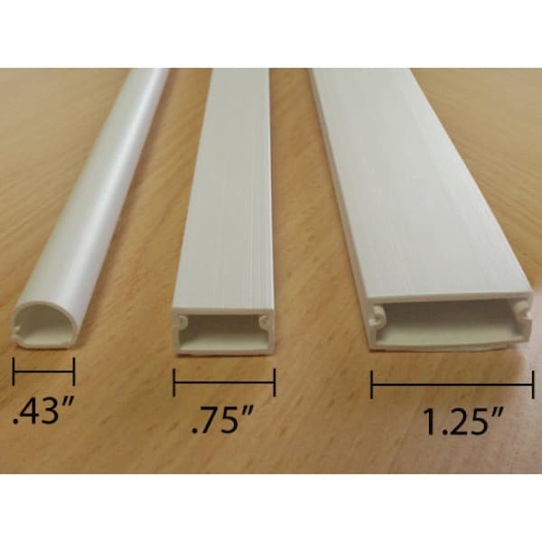 Kable Kontrol Flat Elbow Raceway, WC Series, 1-1/4 in W, 0.43 in H, 5 ft L, White - WC307